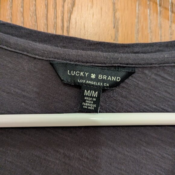 White House Black Market Lucky Brand-Metallic Stitched Floral Gray 3/4 Sleeve M - Picture 2 of 4